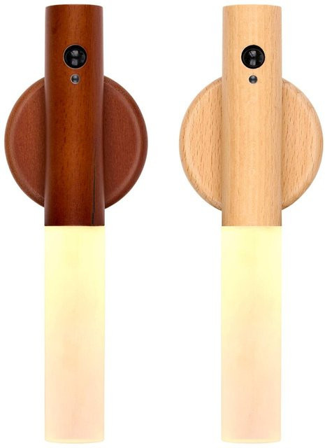 Grundig LED-Wandleuchte mit Bewegungssensor, portabel und wiederaufladbar, Hellbraun/Dunkelbraun, B/H/T: 3 x 6 x 18 cm - Bild 1