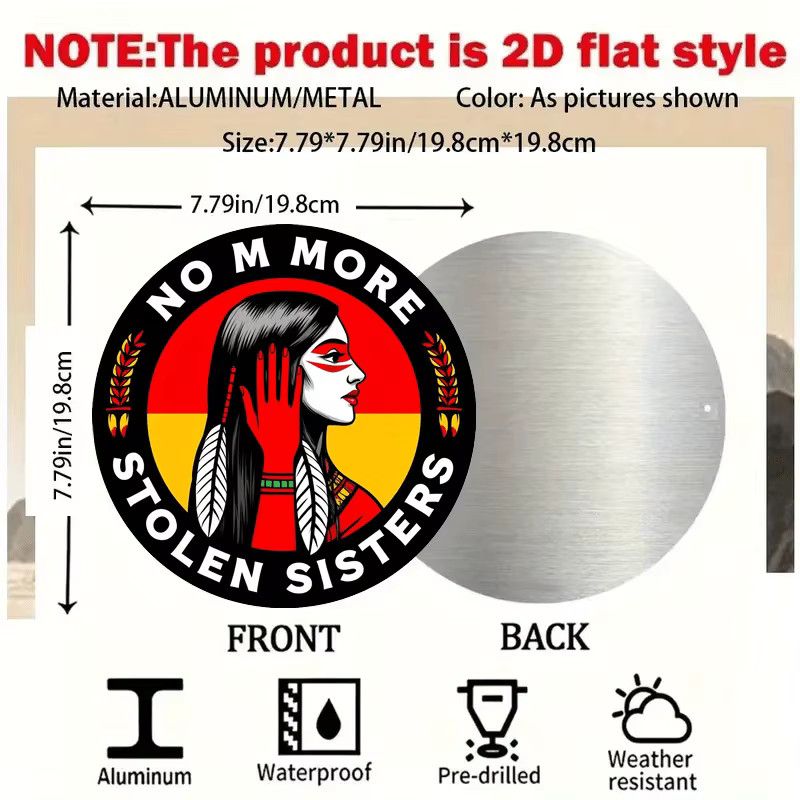 Rundes Aluminiumschild Potdemiel No More Stolen Sisters im Vintage-Stil als Wandbehang, Durchmesser: 20,32 cm - Bild 2