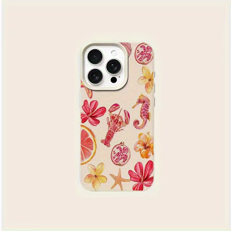 Handyhülle mit Blumensternmuster für iPhone 17, 16, 15 Pro Max Plus in Beige und Multicolour - Bild 4
