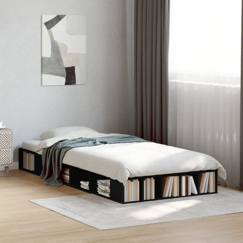 Vidaxl Einzelbett Bettgestell aus Holzwerkstoff in Schwarz, B/T/H: 90 x 190 x 20 cm - Bild 1
