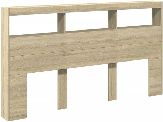 vidaXL LED-Kopfteil mit Ablage und USB-Anschluss in Sonoma-Eiche, B/T/H: 180 x 17 x 102 cm - Bild 1