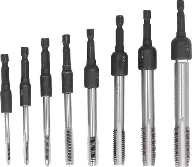 TOMTOP 16-teiliges Gewindebohrer-Stecknuss-Set aus Stahl mit 1/4 Zoll Sechskantschaft und Maschinenverlängerung in Schwarz - Bild 1