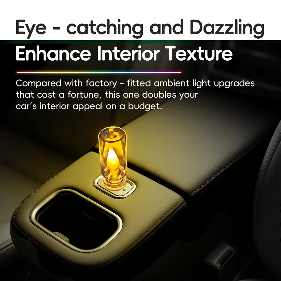 Kebedemm USB Auto-Nachtlicht mit RGB LED, dimmbar per Touch, dekorative Atmosphärenlampe in Multicolour und Transparent - Bild 3