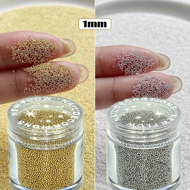 HotPress Nail Art Perlen, Metall, Gold/Silber, 1mm, 1000 Stück - Bild 1