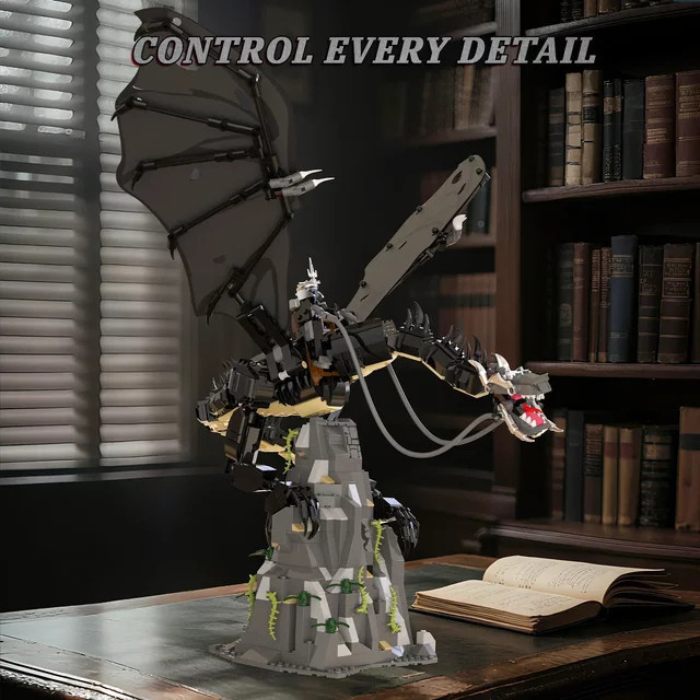 AMAZINGBLOKS Schwarzer Drache Baukasten mit 1361 Teilen, Kreatives Fantasy-Modell aus Kunststoff für Jugendliche - Bild 1