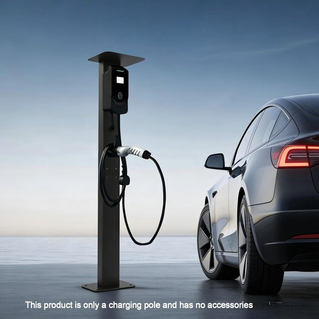 Schwarze EV Ladestation Säule und Sockel Halterung für Elektrofahrzeuge H x B x T: 130,5 x 28 x 21 cm - Bild 1