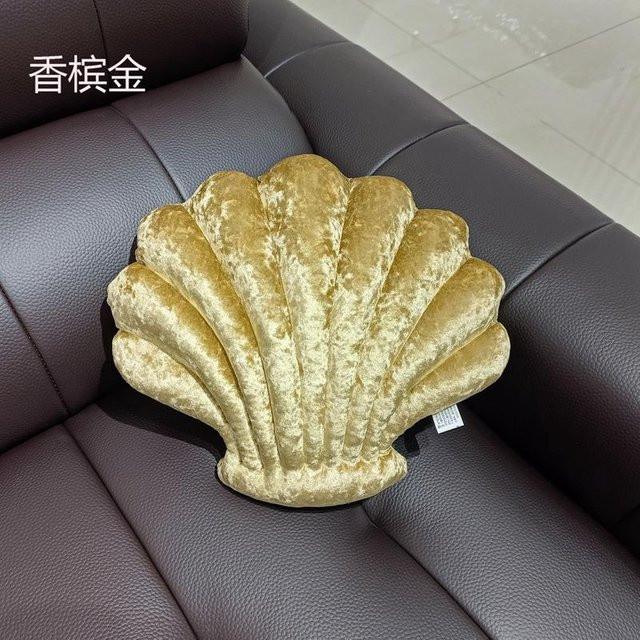 Yiran toy Muschel Plüschkissen in Gold mit Farbverlauf, weiches Kuscheltier als Dekokissen für Sofa und Heim, Durchmesser: 35 cm - Bild 1