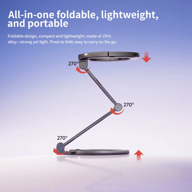WSSHE Magnetischer Telefonhalter für MagSafe, Faltbarer Handyständer für Schreibtisch und Fitness in Schwarz, Kompatibel mit iPhone 17 16 Pro und Samsung - Bild 3