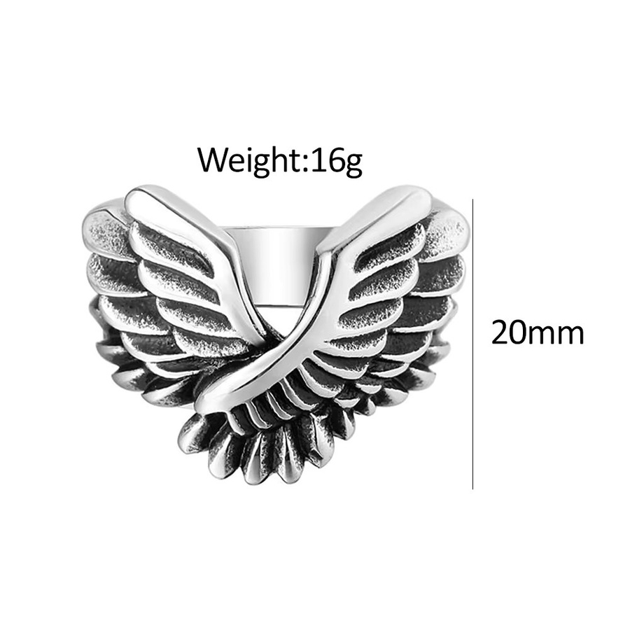 owlucky Ring Erzengel Michael, Edelstahl, Silber, Unisex, Punk - Bild 4