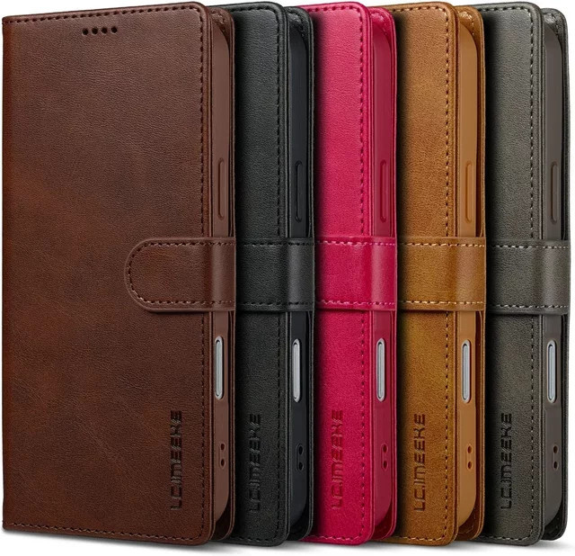 Magnetische Leder-Brieftasche als Handyhülle für Apple iPhone 11 bis iPhone 17 Pro Max in Braun - Bild 1