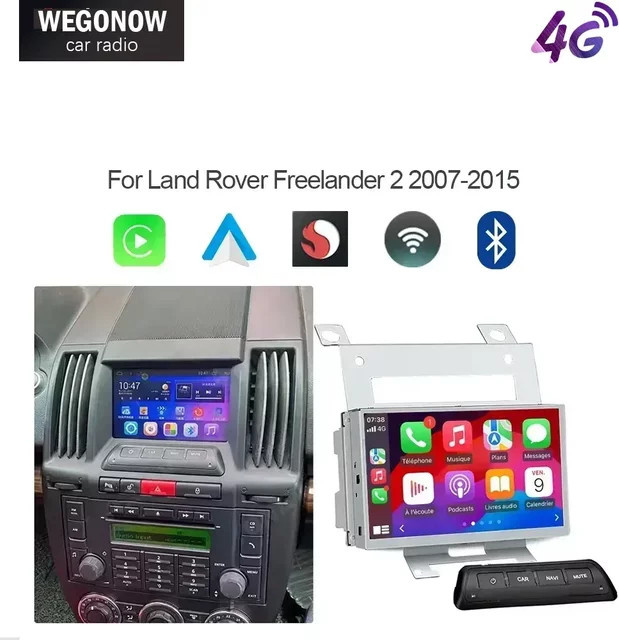 WEGONOW CarPlay Android 14.0 Autoradio mit Navigation und WiFi, 8 GB RAM, 256 GB Speicher, Schwarz, für Land Rover Freelander 2 2007–2015 - Bild 1