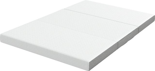 HOMCOM Dreiteilige faltbare Matratze mit Gel-Memory-Foam in Weiß, B/T/H: 120 x 195 x 10 cm, tragbare Bodenmatratze mit waschbarem Bezug und Seitentasche, Oeko-Tex zertifiziert, Aosom - Bild 1