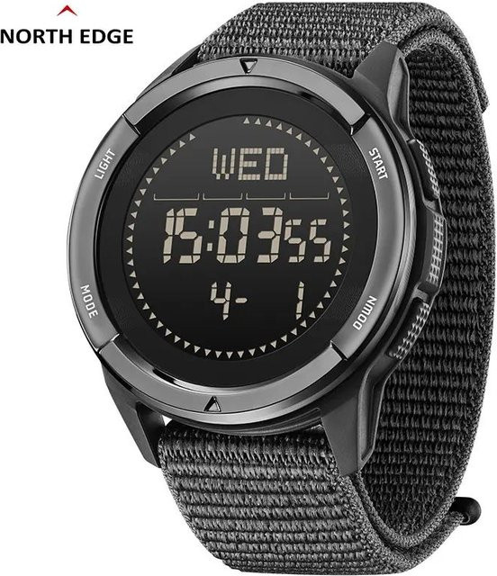 NORTH EDGE Digitaluhr, Kohlefaser, Textil/NATO, Schwarz, Herren - Bild 1