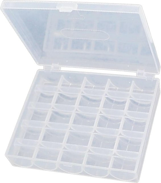 Shoemst Spulenbox mit 25 Steckplätzen aus Kunststoff in Transparent und Weiß mit Griffen - Bild 1