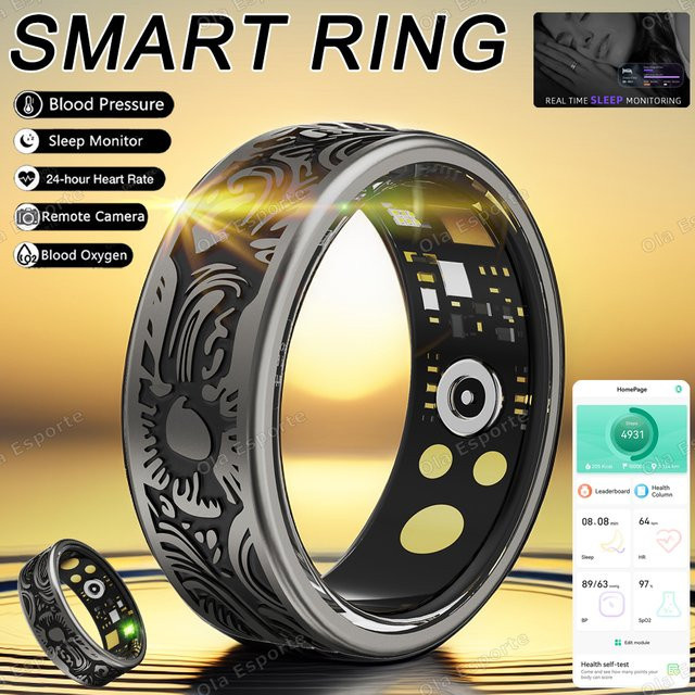 Ola Esporte Smartring in Schwarz mit Schlaf- und Gesundheitsüberwachung sowie Fitness-Schrittzähler und wasserfester Technologie - Bild 1