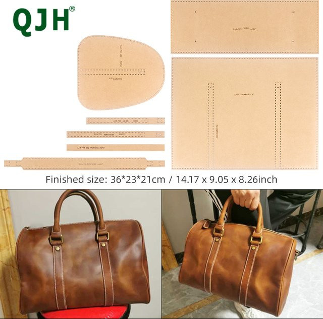 QJH DIY Leder Business Tasche Kraftpapier Vorlage für Handtaschen und Reisetaschen in Braun und Beige - Bild 1