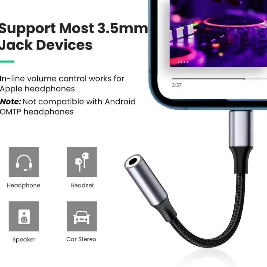 USB Typ-C auf 3,5mm Klinke Audio-Adapter in Schwarz für iPhone 16, Samsung und Xiaomi - Bild 2