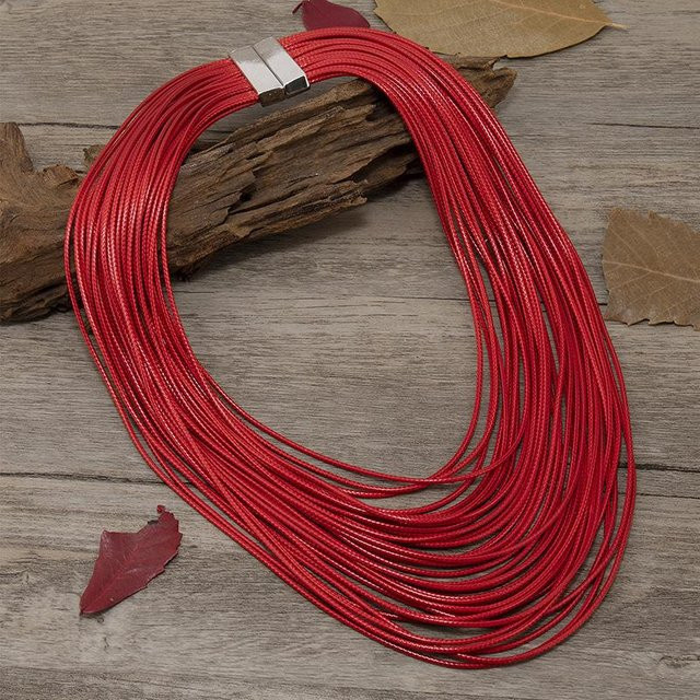 Nakahara Halskette, mehrlagige Lederseil-Halskette, rot, Unisex - Bild 1