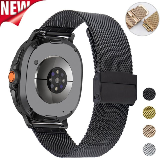 CAOWTAN Uhrenarmband Milanaise, Edelstahl, Schwarz, Herren - Bild 1