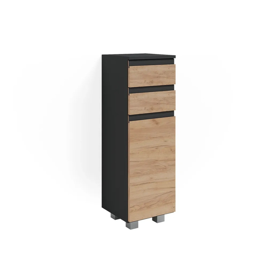Vicco Midischrank Badschrank J-Shape in Anthrazit und Eiche, B/T/H: 30 x 13,51 x 95 cm - Bild 3