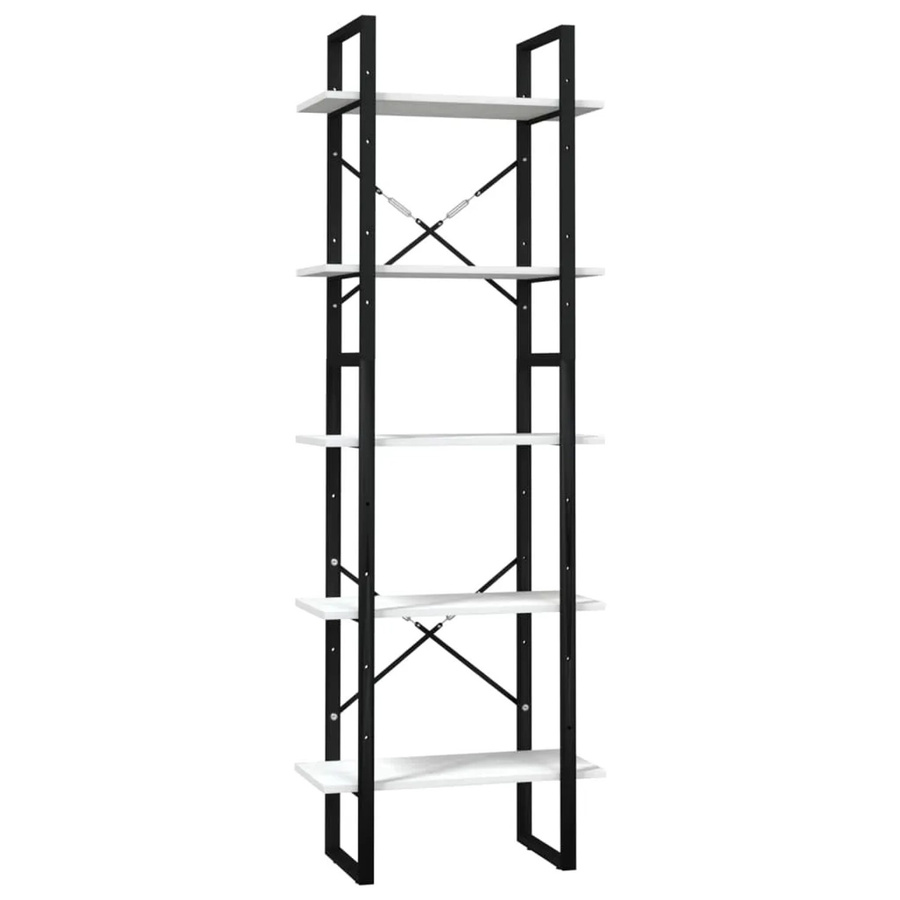 vidaXL Bücherregal im Industrial Design aus Kiefernholz und Metall, Weiß, B/T/H: 60 x 30 x 175 cm - Bild 2