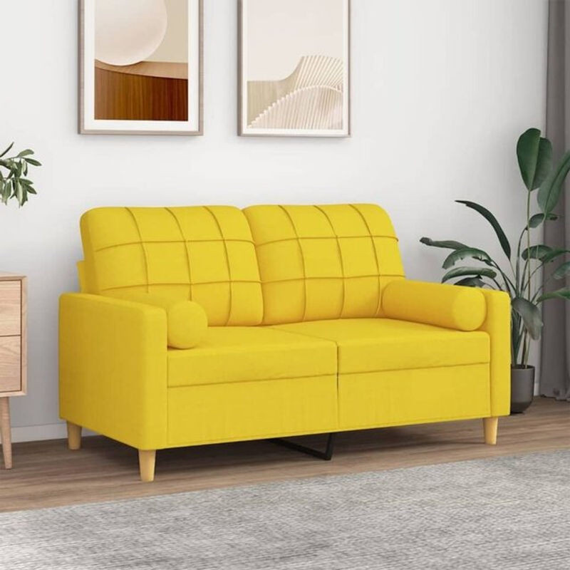 vidaxl 2-Sitzer-Sofa mit Zierkissen in Gelb aus Stoff und Metall, Modernes Design, Breite: 120 cm - Bild 1