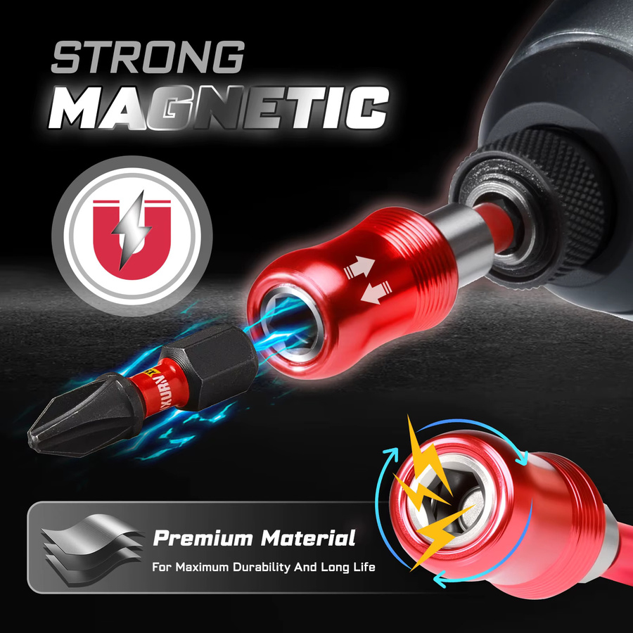Geinxurn Schlagschrauber-Bits-Set mit magnetischen Power-Bits aus S2-Stahl und Schlag-Bithalter inklusive Aufbewahrungsbox - Bild 3