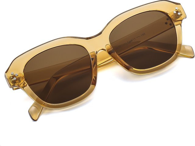Julyrays Brille, Oval, Vollrand, Kunststoff, Damen, Grau, Transparent, Braun - Bild 1