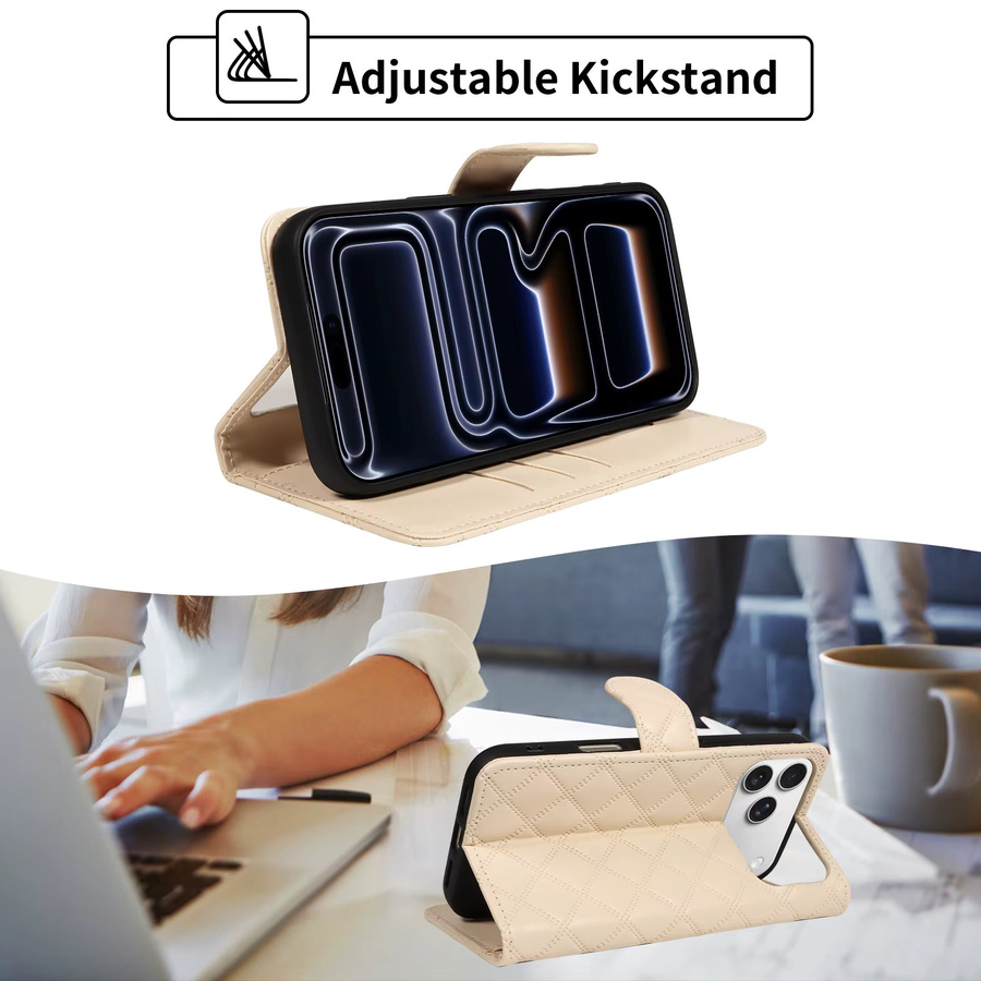 Stoßfeste Leder-Handyhülle mit Handschlaufe für iPhone (Modelle 11 bis 17 Pro Max Plus Mini) in Beige von EAACAA - Bild 4