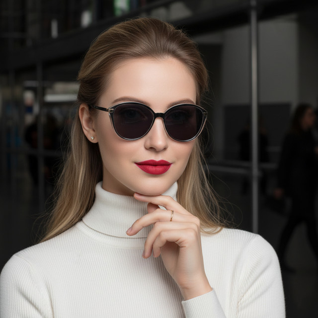 TWOOO Cat-Eye-Sonnenbrille, Vollrand, Kunststoff, Damen, transparent, multicolor, black - Bild 1