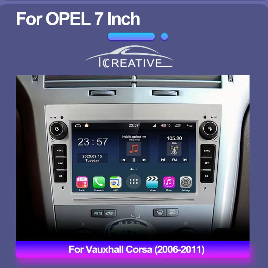 Icreative Android Autoradio mit 7 Zoll Display und Carplay für Opel Astra H, Vectra, Antara, Zafira, Corsa, Vivaro, Meriva, Signum in Silber - Bild 2