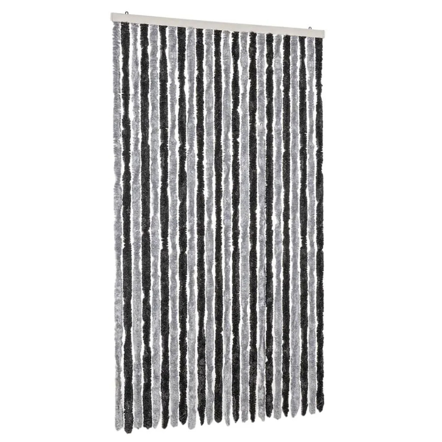 vidaXL Fliegenvorhang aus Chenille in Grau und Schwarz, B/H: 100 x 220 cm, thermoisolierend und schalldämmend - Bild 2