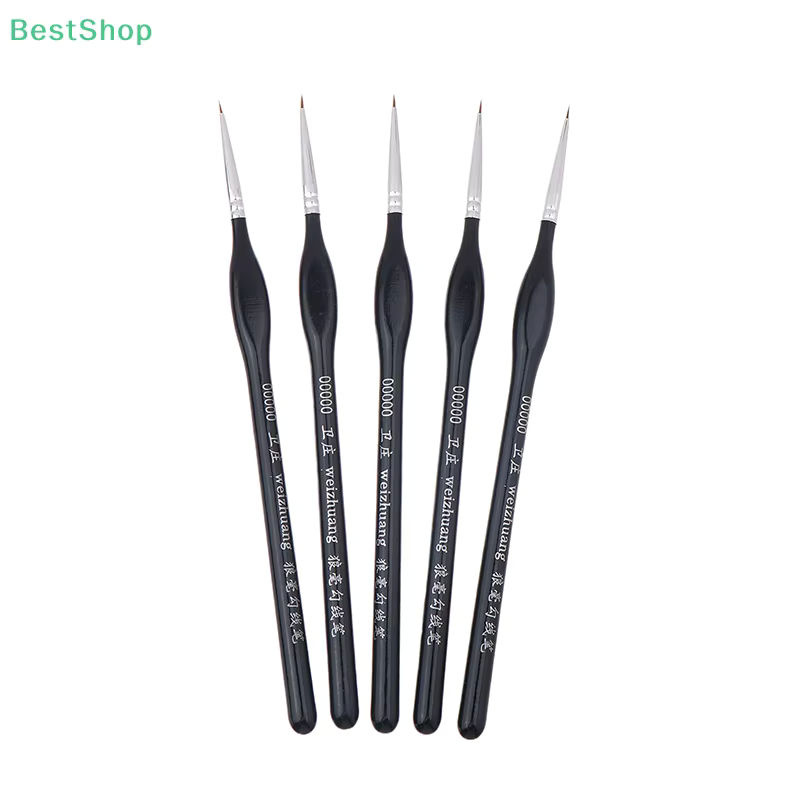 itaria Victoria Parque Präzisions-Pinsel-Set aus schwarzem Nylon, 5 Stück extrafeine Mini-Pinsel mit feiner Spitze für Acrylmodelle, Größe 00.000 - Bild 2