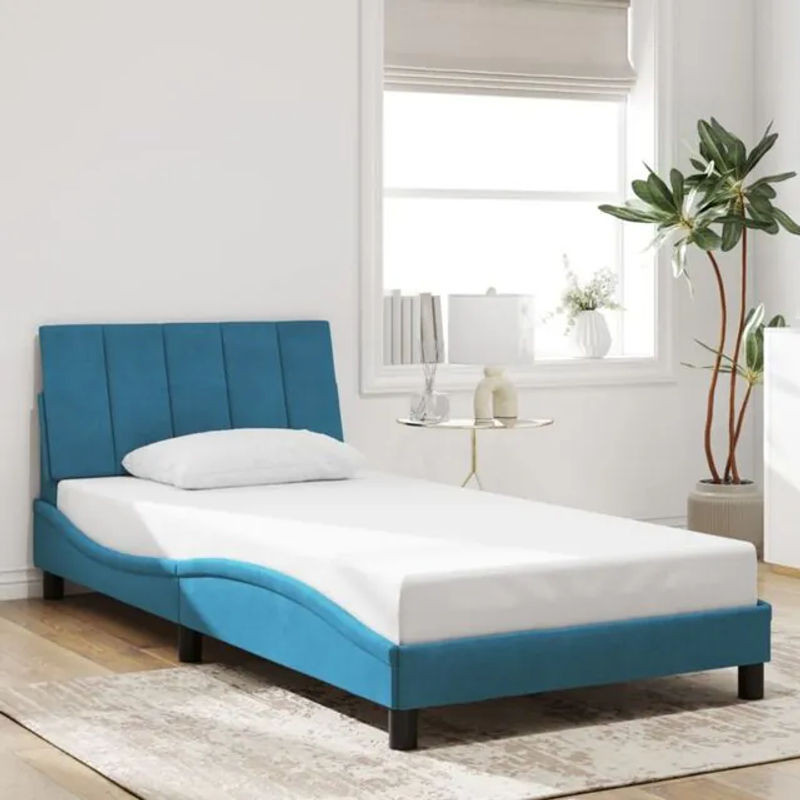 Modernes Polsterbett Hanko von Vidaxl in Blau mit Samtbezug, B/T: 100 x 200 cm - Bild 1