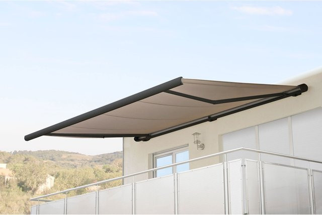 Elektrische Kassettenmarkise H122 MCW Vollkassette, Farbe Sand, Rahmen Anthrazit, B x H: 4 x 3 m - Bild 1