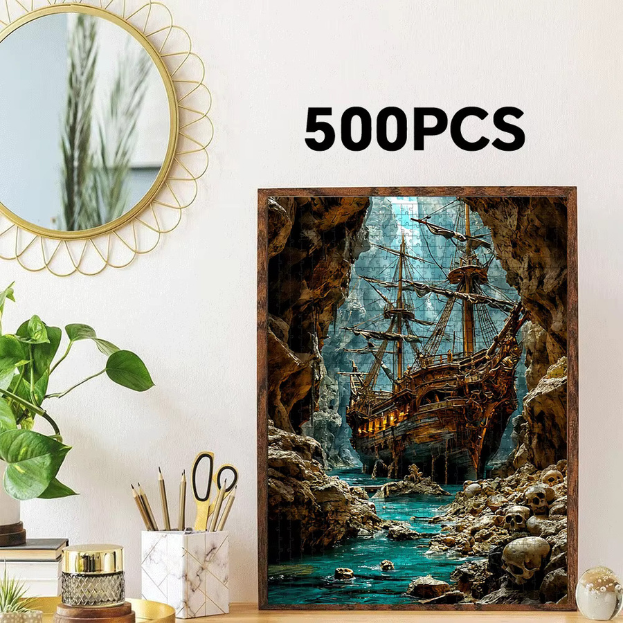 AZNM Piraten Piratenschiff, Höhle, Totenkopf und Schatz, DIY Brain Teaser - Bild 3