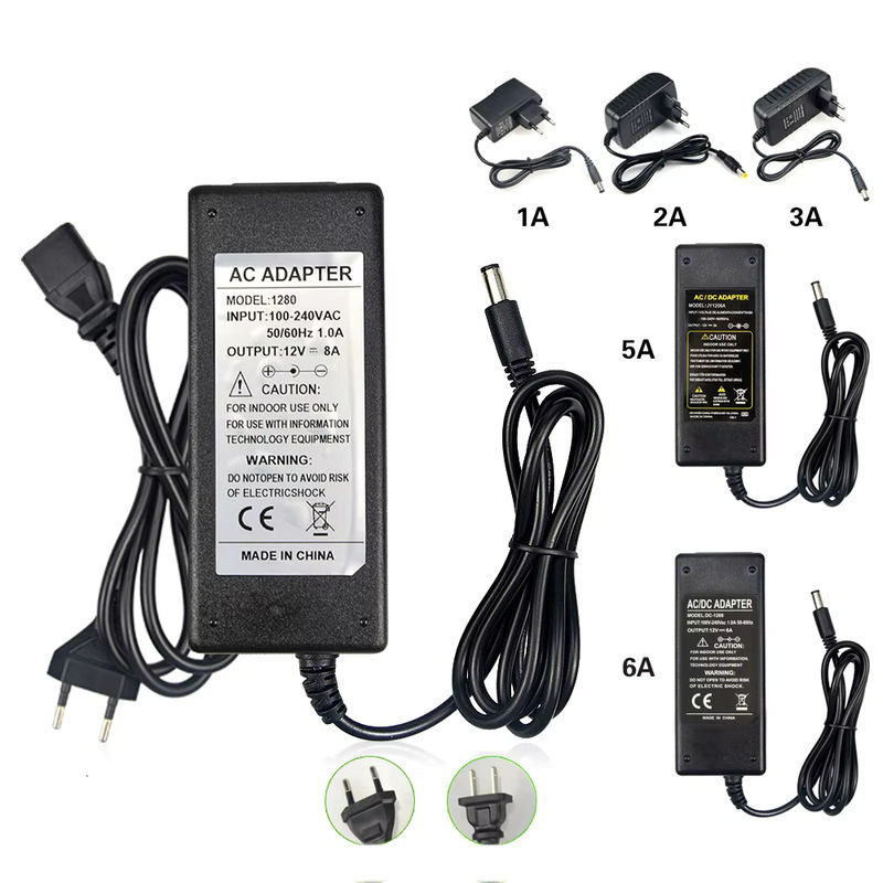 Schwarzes DC 12V Netzteil mit Barrel-Plug für LED-Lichtleisten, CCTV-Kameras und DVR-Geräte - Bild 2