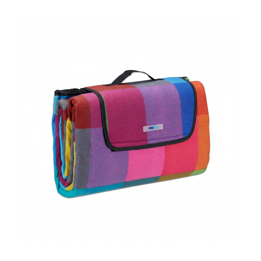 Relaxdays Picknickdecke bunt kariert aus Polyester und Aluminium, wasserdicht und faltbar, B/T: 200 x 200 cm - Bild 2