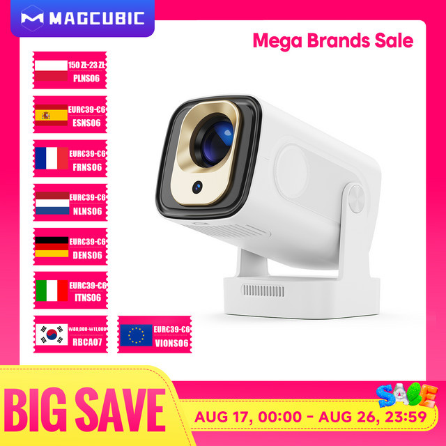 Magcubic HY310 Heim- und Outdoor-Filmprojektor in Weiß mit 4K Unterstützung, Native 1080P Auflösung, Autofokus, 330 ANSI Lumen, Dual WLAN und Bluetooth 5.4 mit Sprachsteuerung und Air Mouse - Bild 1