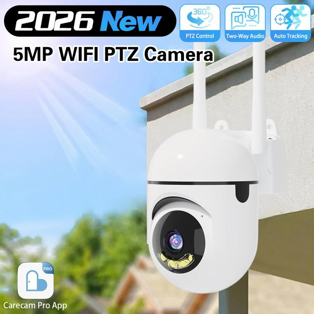 HKIXDISTE Mini 5MP WLAN-Kamera in Weiß mit PTZ-Funktion, Zwei-Wege-Audio und automatischer Heim-Verfolgung als kabellose IP-Sicherheits-CCTV-Kamera - Bild 1