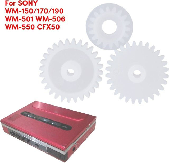 Ersatz-Zahnradsatz für Sony Kassettenrekorder WM150, WM170, WM501, WM506, WM550 und CFX50 in Weiß - Bild 1