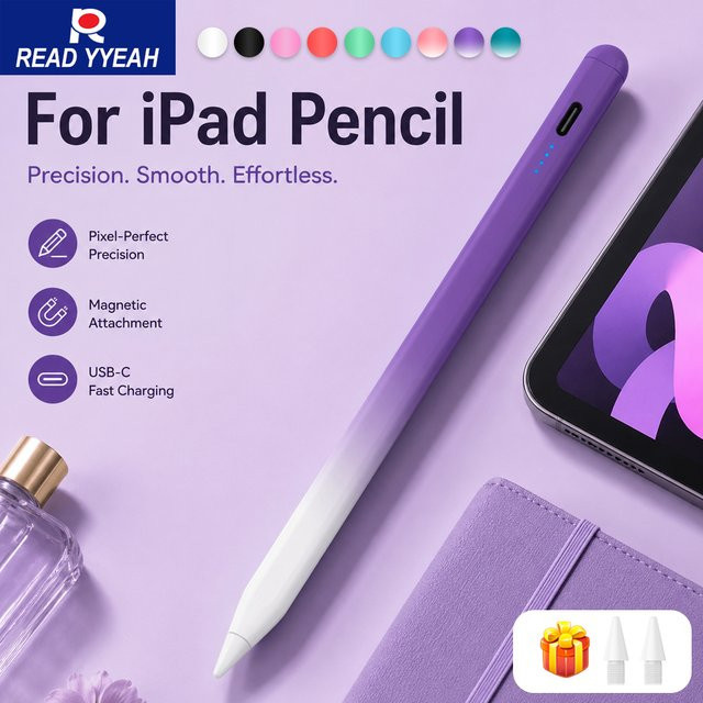 Stylus-Stift für Apple iPad 2018-2026, kompatibel mit iPad Pro, Air und Mini, inklusive Handballenerkennung und Leistungsanzeige, ohne Bluetooth - Bild 1