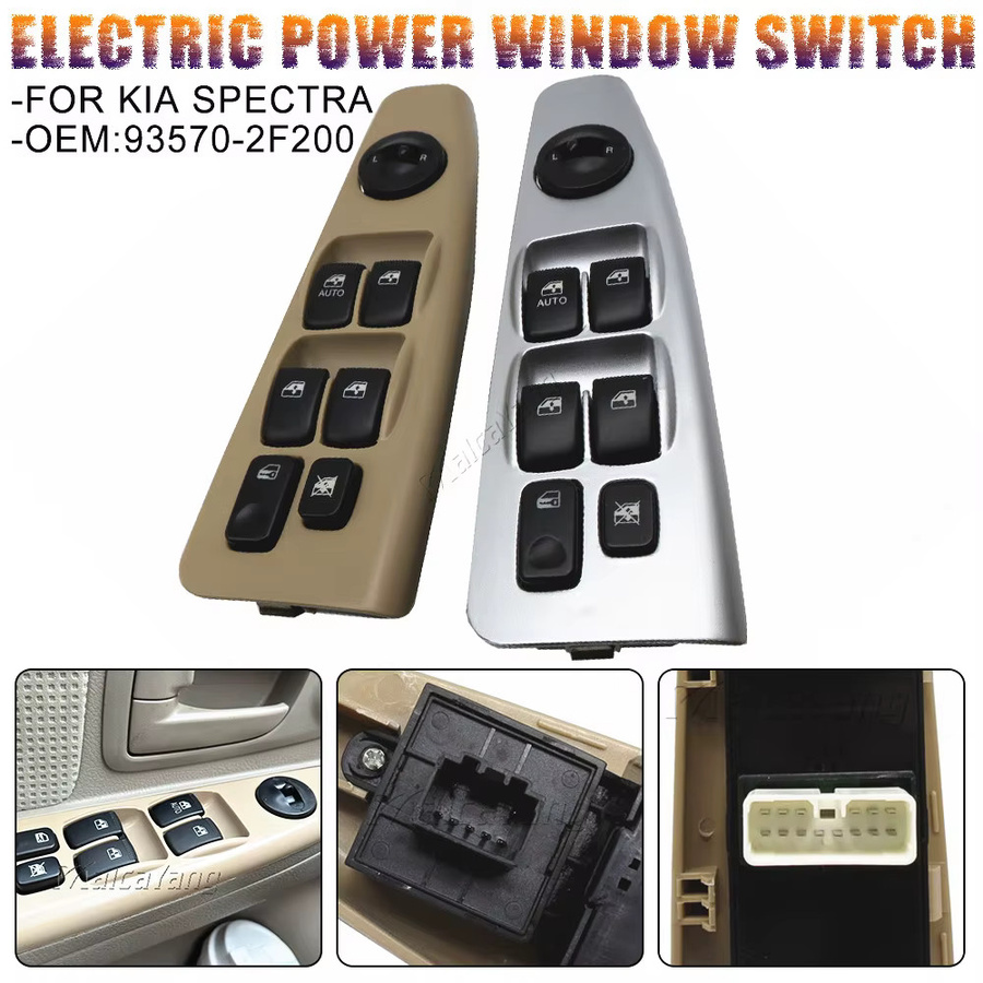 Malcayang Elektrischer Fensterheberschalter in Beige und Silber für Kia Spectra Cerato 2004-2009, Teilenummer 93570-2F200 - Bild 3