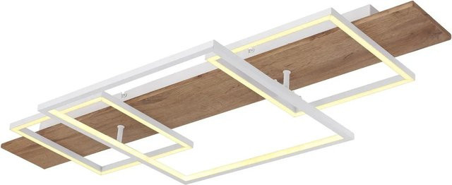 Globo LED-Deckenleuchte Vanni in Weiß und Holzfarben mit modernem Design, B: 95 cm, T: 40 cm - Bild 1