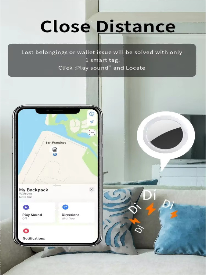 PHONEPACE Dual-OS Bluetooth Anti-Verlust-Tracker in Weiß, kompatibel mit iOS Find My und Android, Soundalarm-Ortungsgerät für Schlüssel, Handys und persönliche Gegenstände - Bild 3