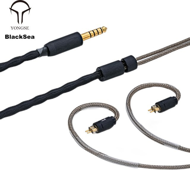 Yongse BlackSea Litz Koaxialstruktur-Kopfhörerkabel aus Einkristallkupfer und versilbertem Einkristallkupfer mit Graphen und 3,5 mm Jack in Schwarz - Bild 1