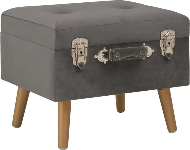 vidaXL Hocker mit Stauraum Set aus 3 Stück in Grau mit Samtbezug und goldenen Akzenten - Bild 1