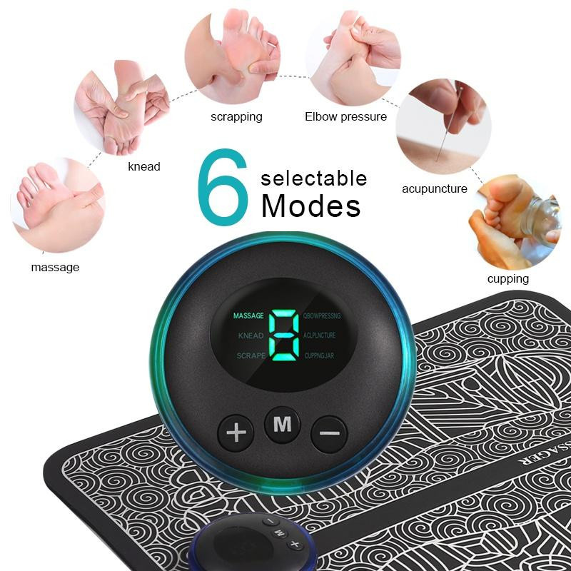 YJMP beauty health Elektrische Fußmassagematte mit EMS, LED-Digitalanzeige und Fernbedienung, 19 Modi und 8 Intensitätsstufen, USB-Aufladung - Bild 5