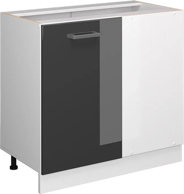 Vicco Eckunterschrank R-Line in Anthrazit und Weiß Hochglanz, Breite: 86 cm - Bild 1