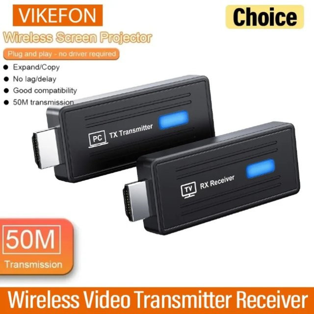VIKEFON Kabelloser HDMI Video-Audio Sender und Empfänger Extender in Schwarz mit Full HD 1080P und 5,8 GHz für TV-Box, Monitor, Projektor und PC - Bild 1